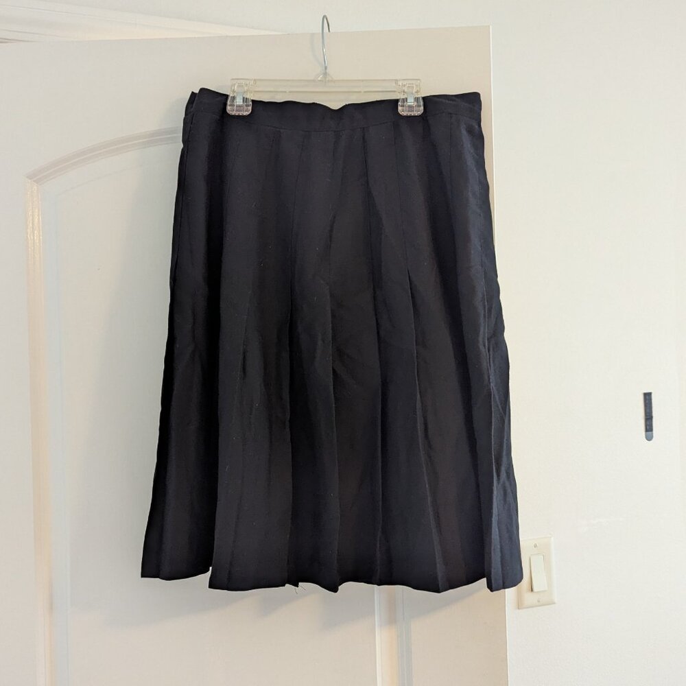 80s Vintage black Midi Pleated Skirt